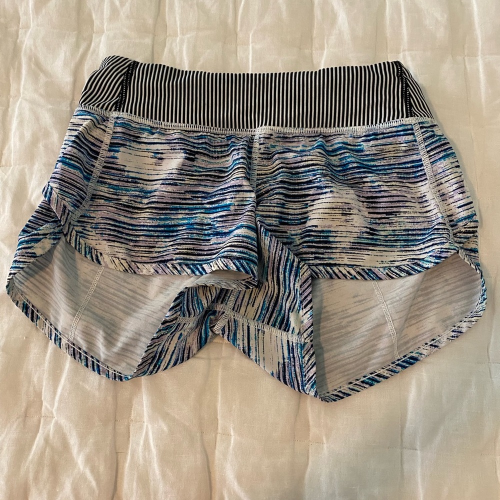 blue strip lululemon speed up shorts blue stripe NO LINER